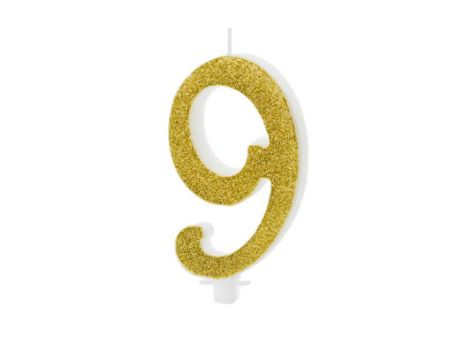 Picture of BIRTHDAY CANDLE GOLD TWIRL NUMBER 9
